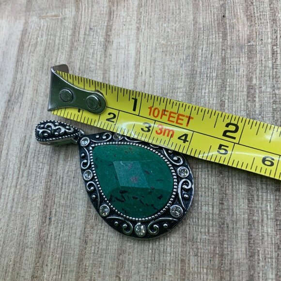 Lia Sophia "Amazonia" Green Teardrop Silver Tone Pendant - Picture 6 of 6